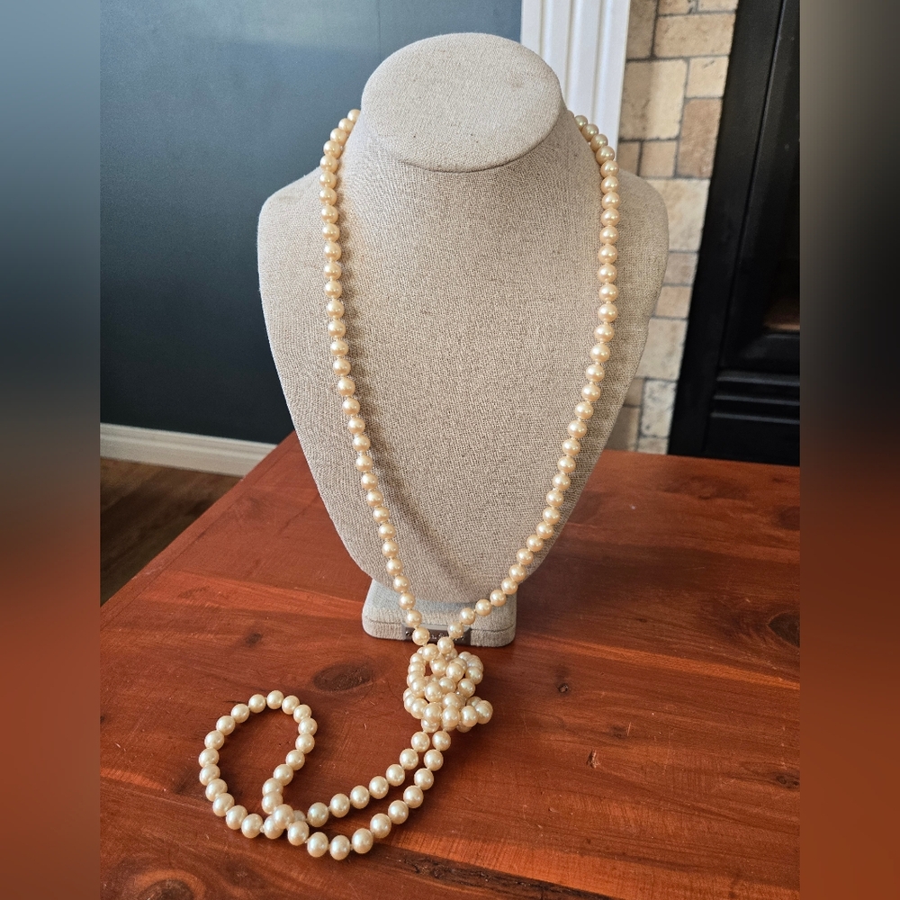 Rope Length 54" Glass Pearl Necklace